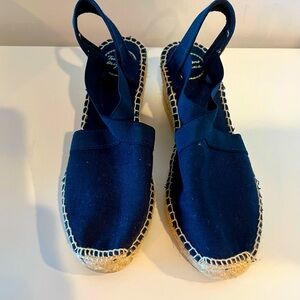 Never worn Tori Pons wedge vegan espadrille in navy blue size 40